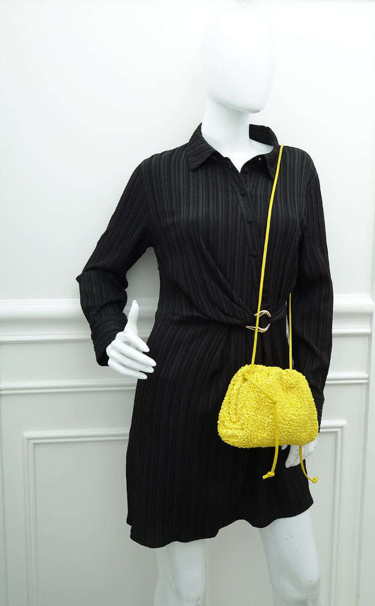 Bottega Veneta Yellow Boucle Curly Raffia The Mini Pouch Bag