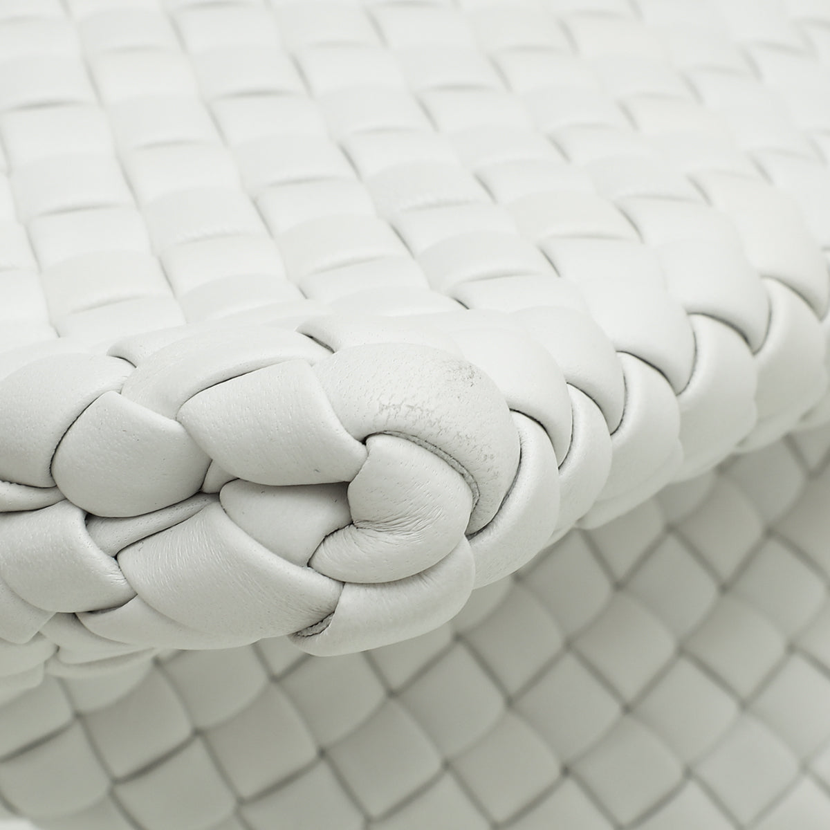 Bottega Veneta White Intrecciato Nappa Crisscross Clutch