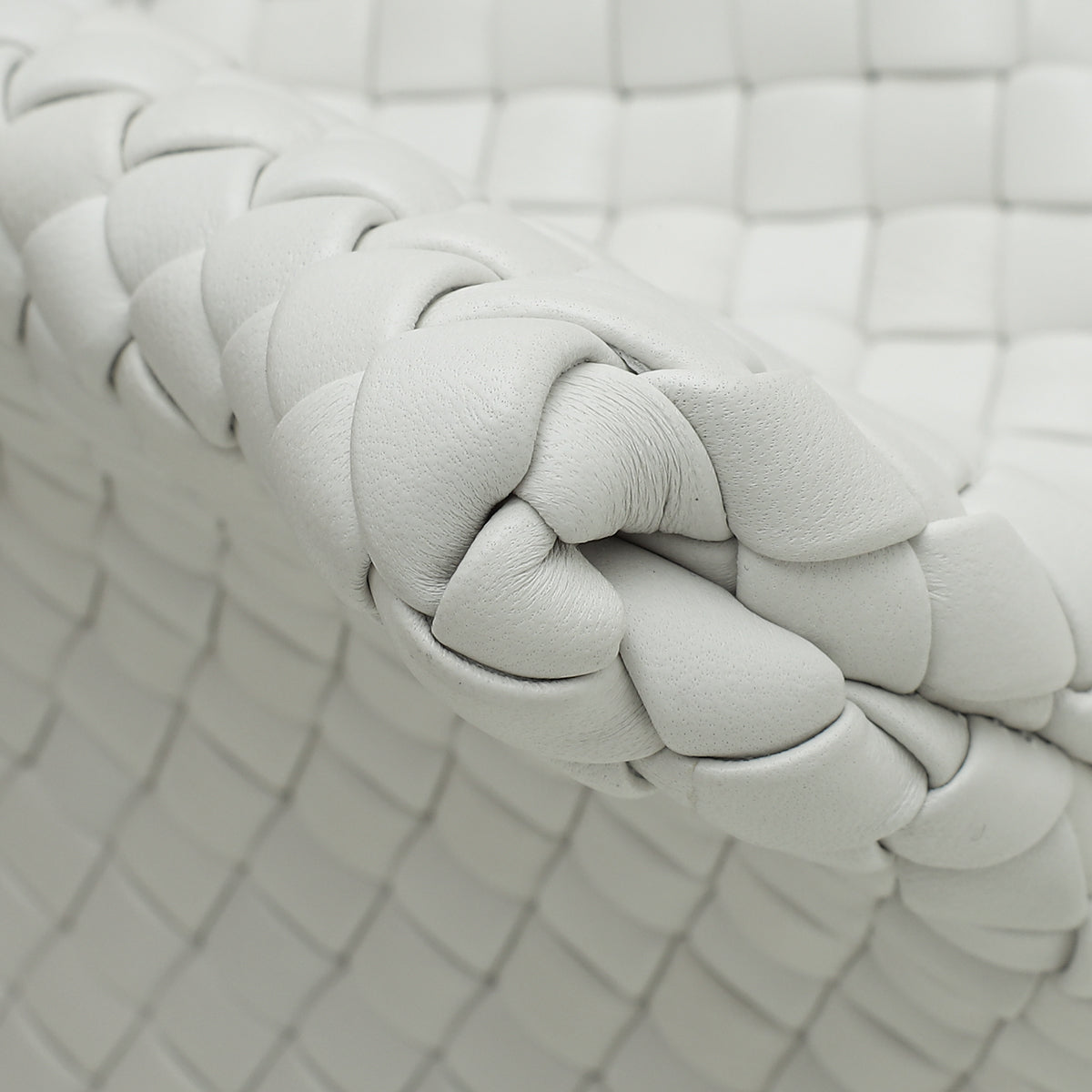 Bottega Veneta White Intrecciato Nappa Crisscross Clutch