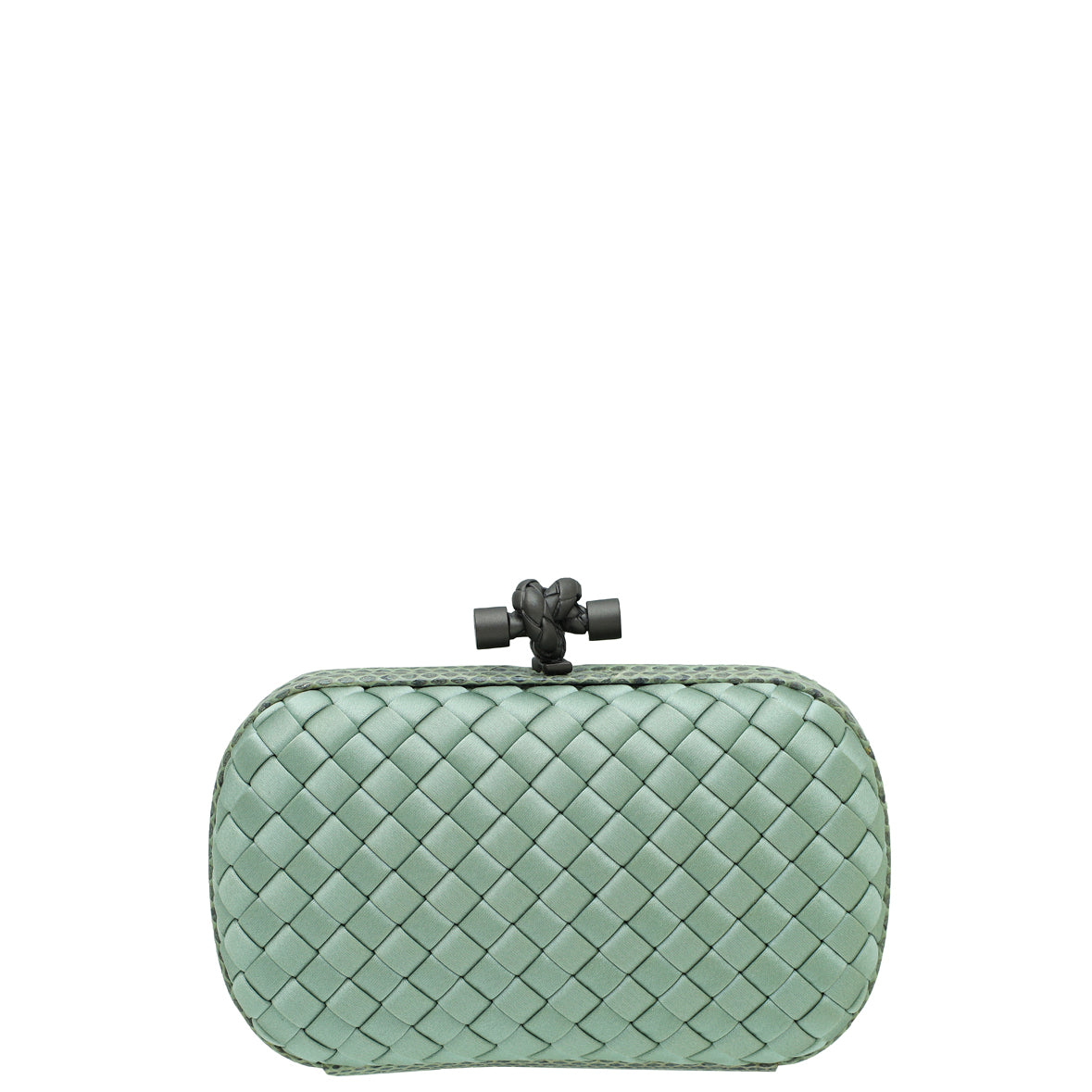 Bottega Veneta Mint Satin Ayers Stretch Knot Mini Clutch