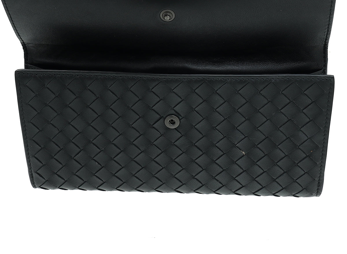 Bottega Veneta Black Intrecciato Nappa French Wallet