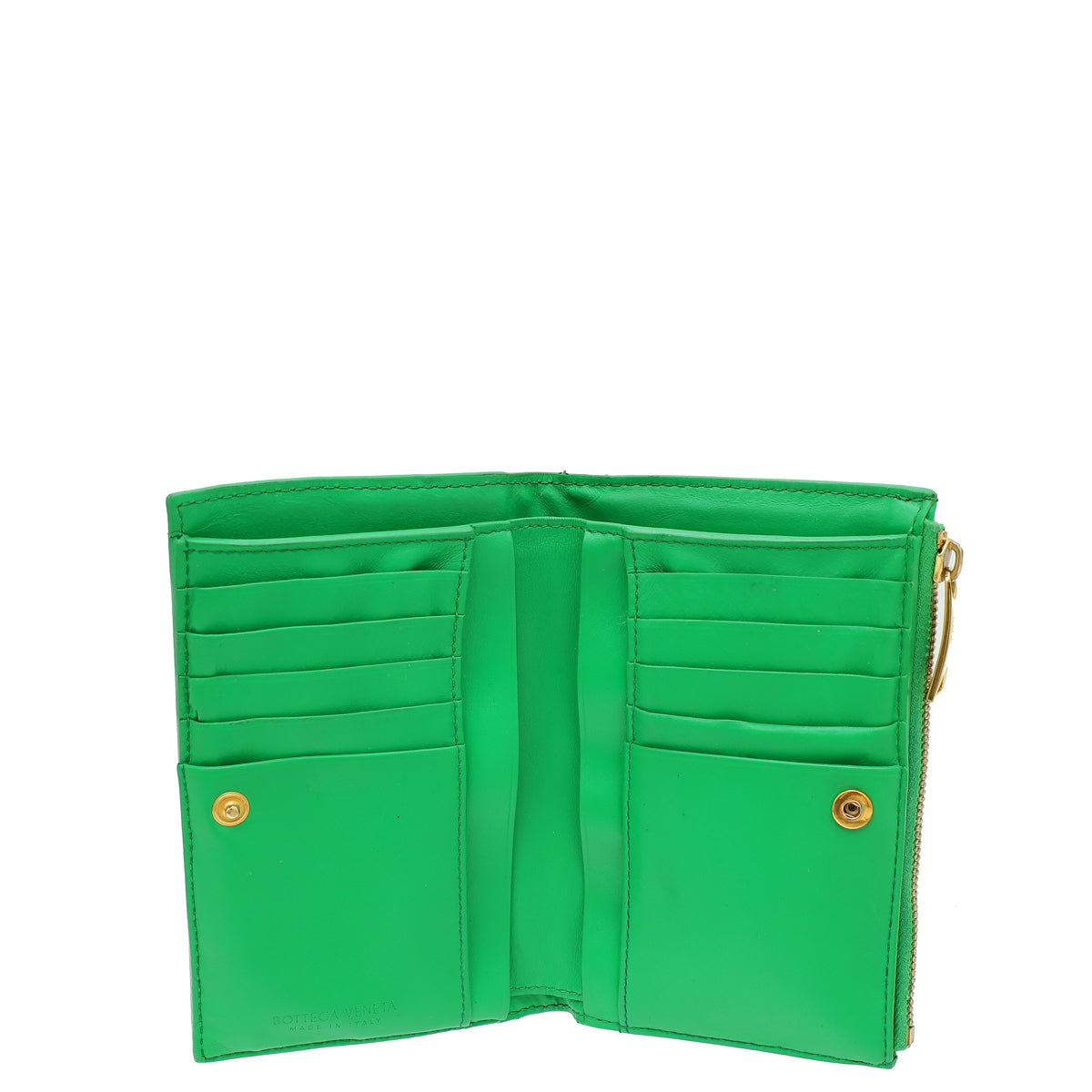 Bottega Veneta Parakeet Medium Intrecciato Bi-Fold Zip Wallet