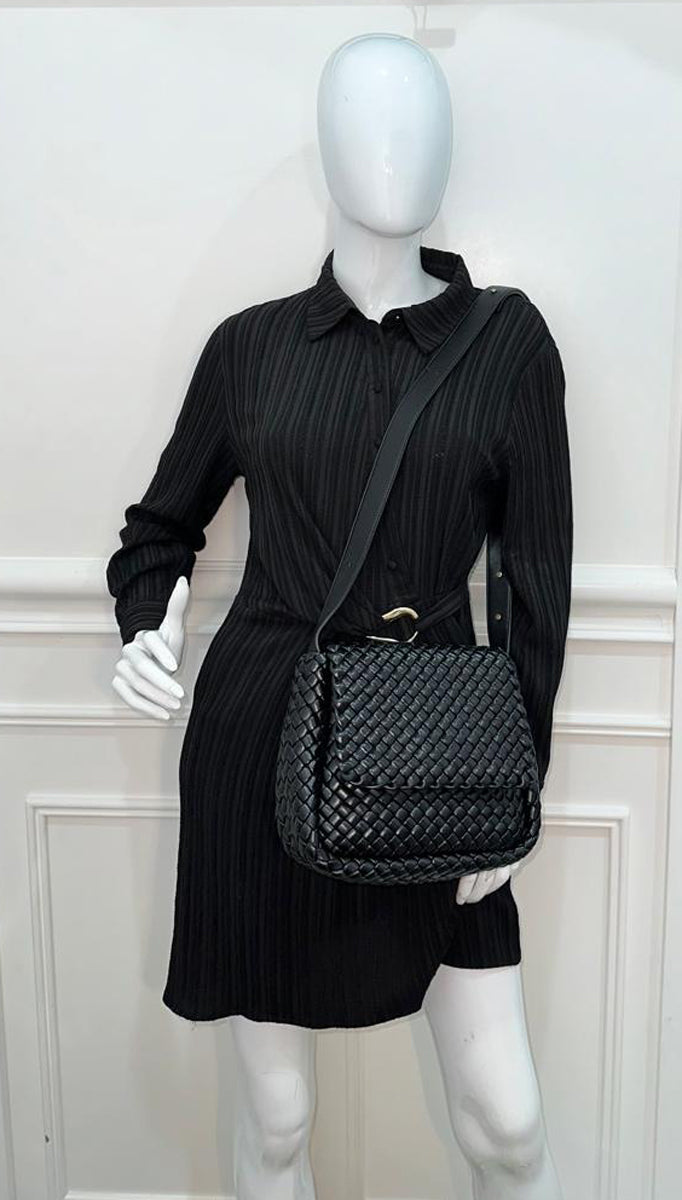 Bottega Veneta Black Intrecciato Cobble Padded Small Bag