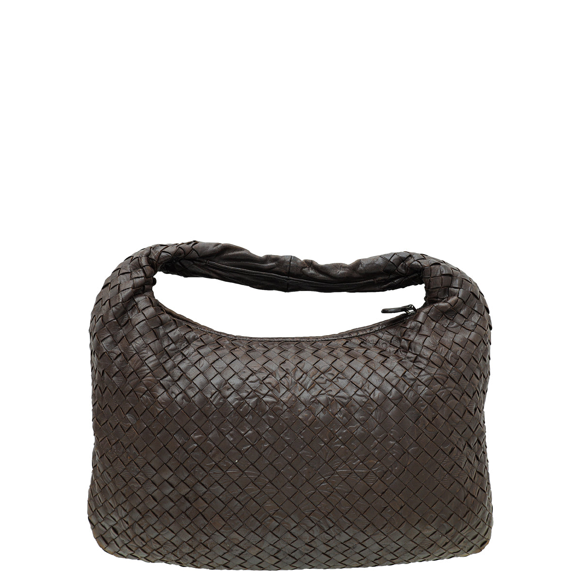 Bottega Veneta Chocolate Brown Medium Intrecciato Bag W/ Embossed Veneta Hobo