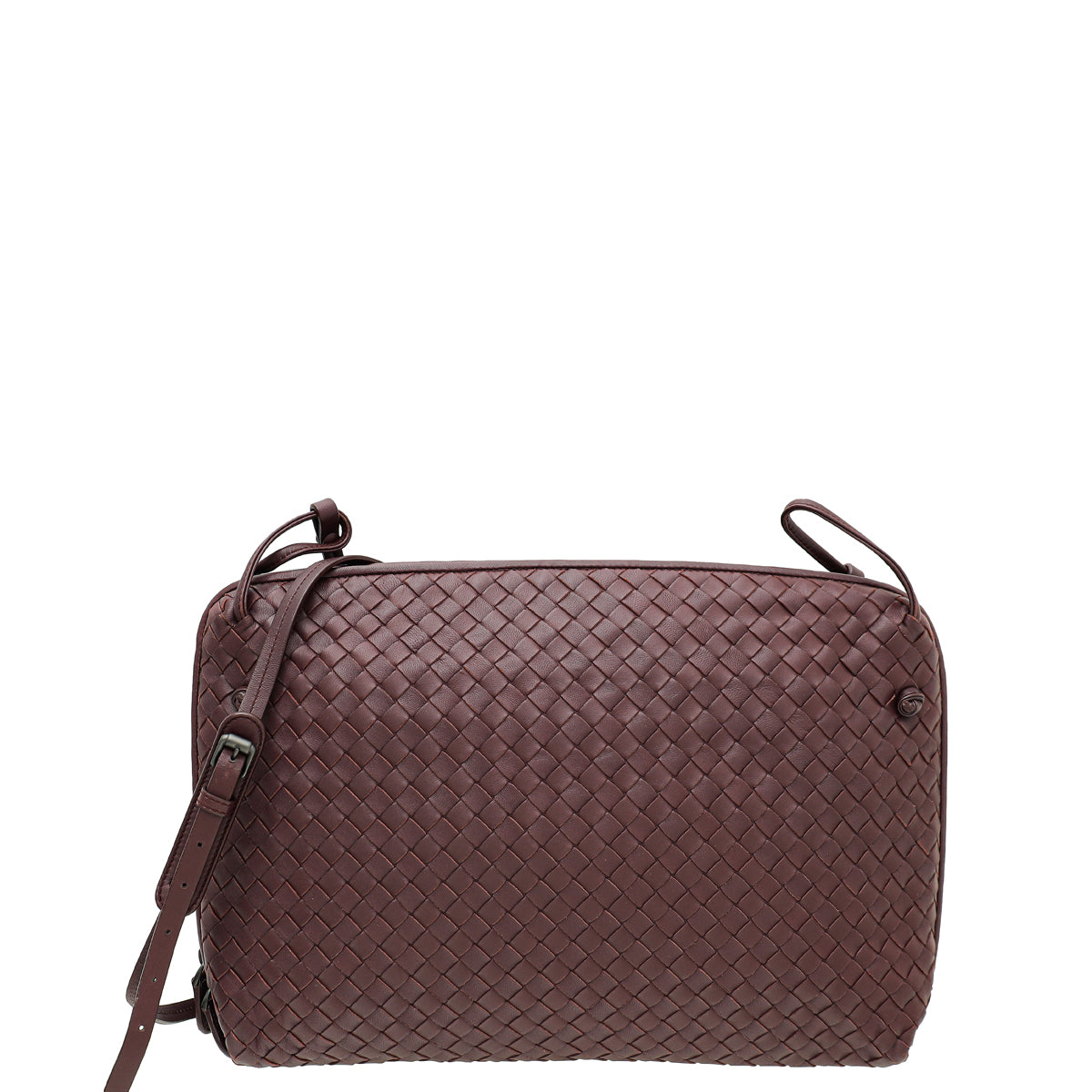 Bottega Veneta Burgundy Intrecciato Nappa Nodini Crossbody Bag Large