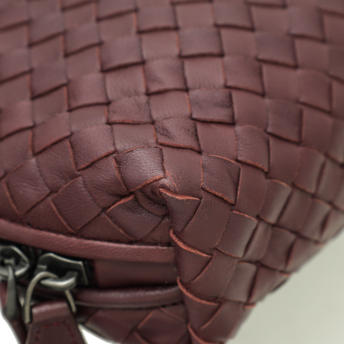 Bottega Veneta Burgundy Intrecciato Nappa Nodini Crossbody Bag Large