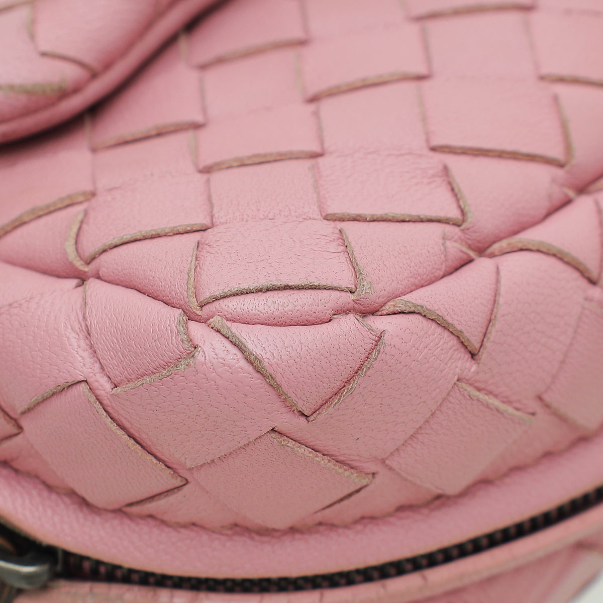 Bottega Veneta Pink Intrecciato Small Chain Crossbody Bag