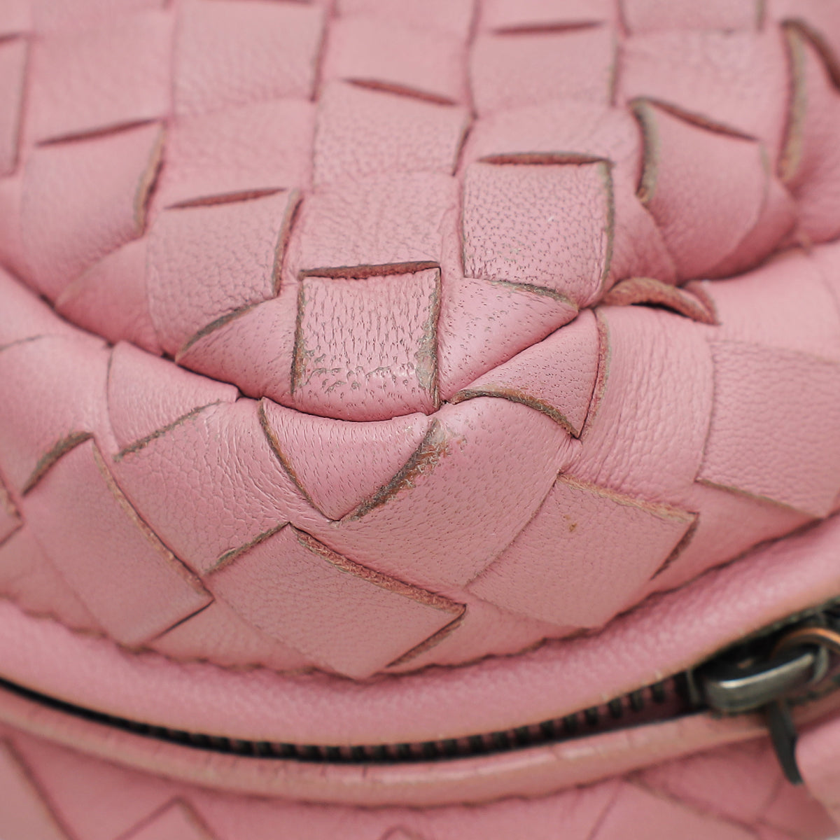 Bottega Veneta Pink Intrecciato Small Chain Crossbody Bag