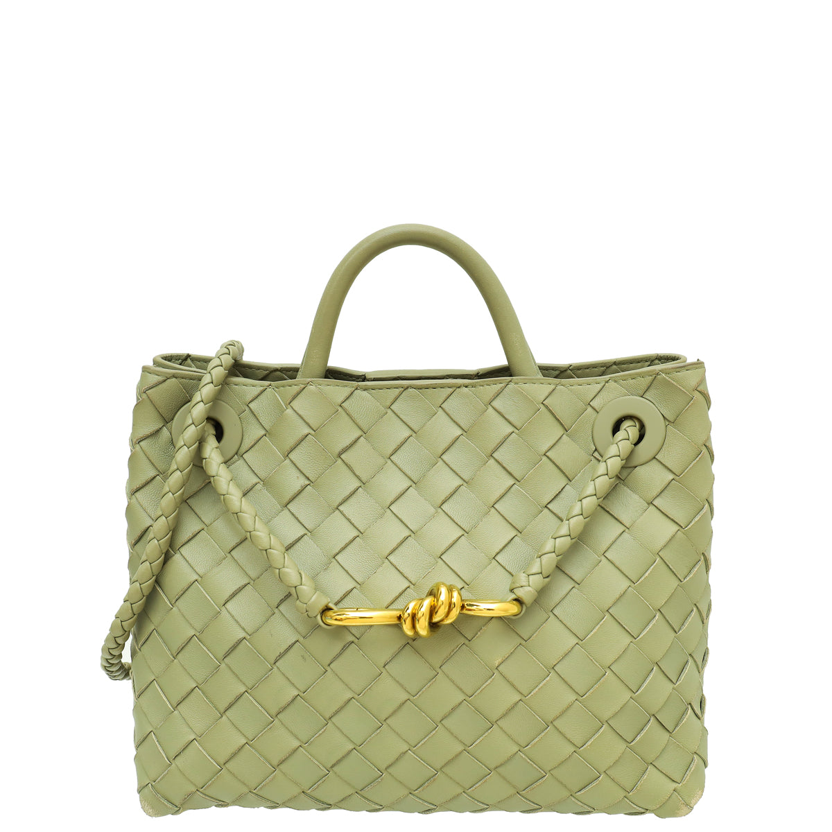 Bottega Veneta Travertine Intrecciato Nappa Andiamo Small Bag