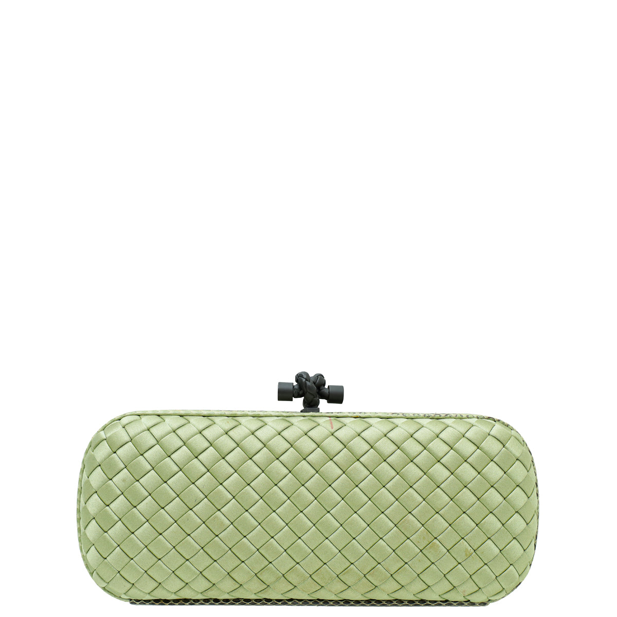 Bottega Veneta Light Green Satin Ayers Stretch Knot Clutch