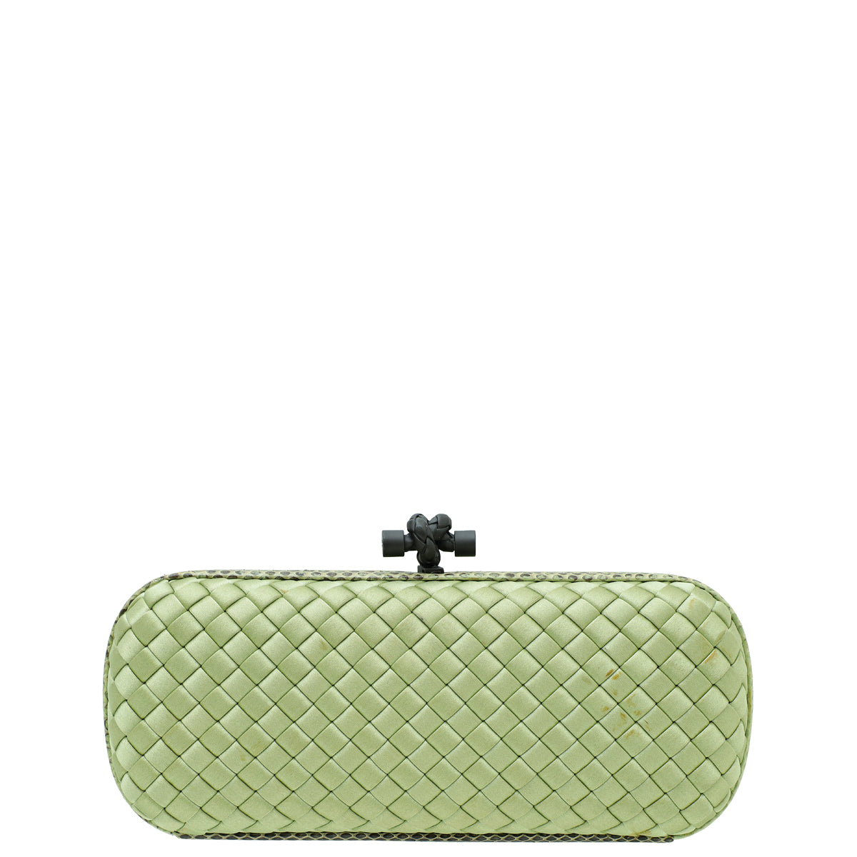 Bottega Veneta Light Green Satin Ayers Stretch Knot Clutch