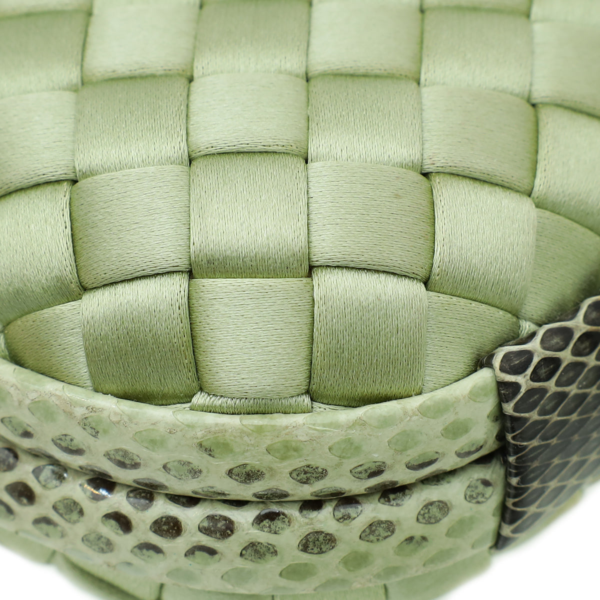 Bottega Veneta Light Green Satin Ayers Stretch Knot Clutch