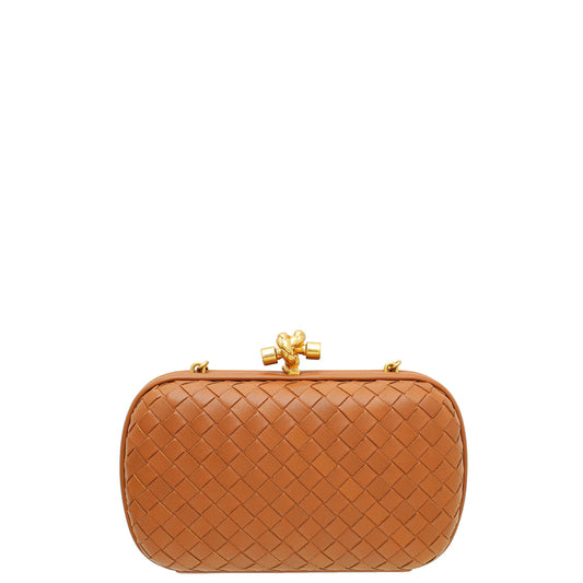 Bottega Veneta Brown Knot Nappa Chain Clutch