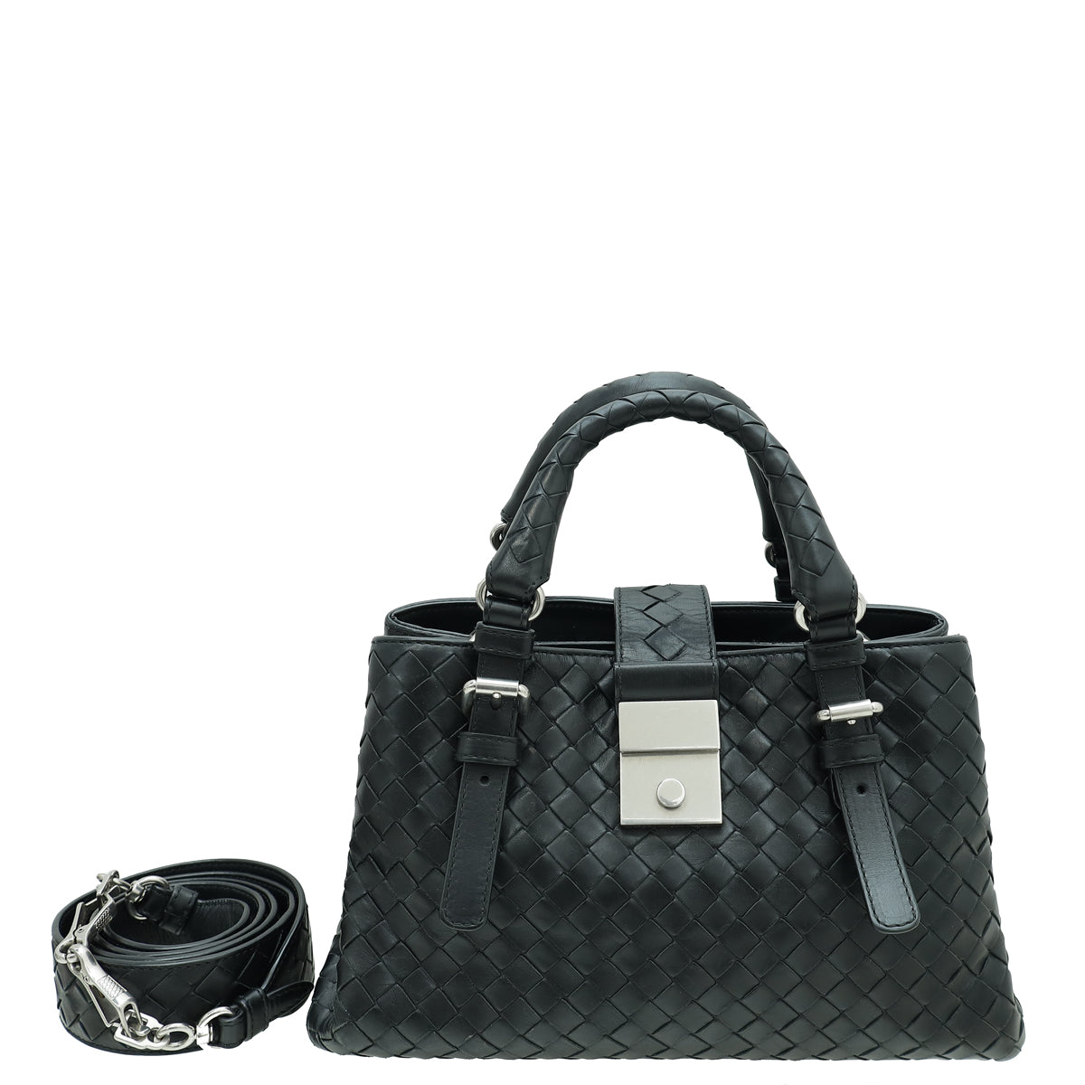 Bottega Veneta Black Intrecciato Nappa Roma Mini Bag