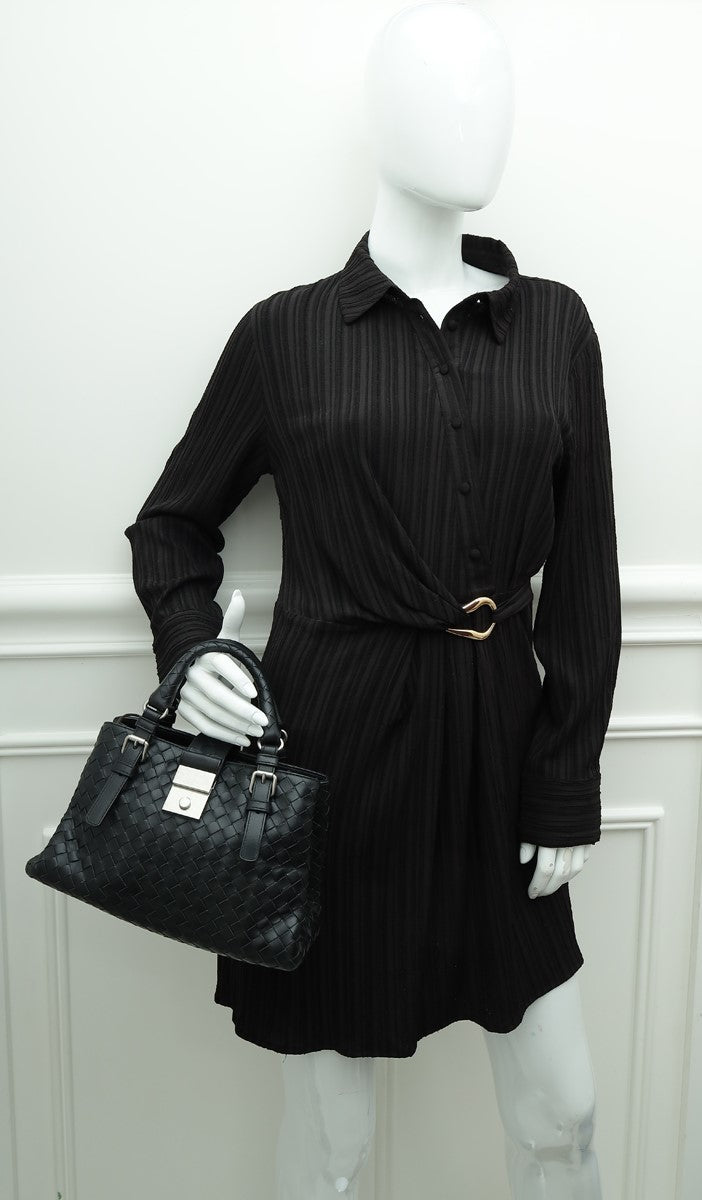 Bottega Veneta Black Intrecciato Nappa Roma Mini Bag