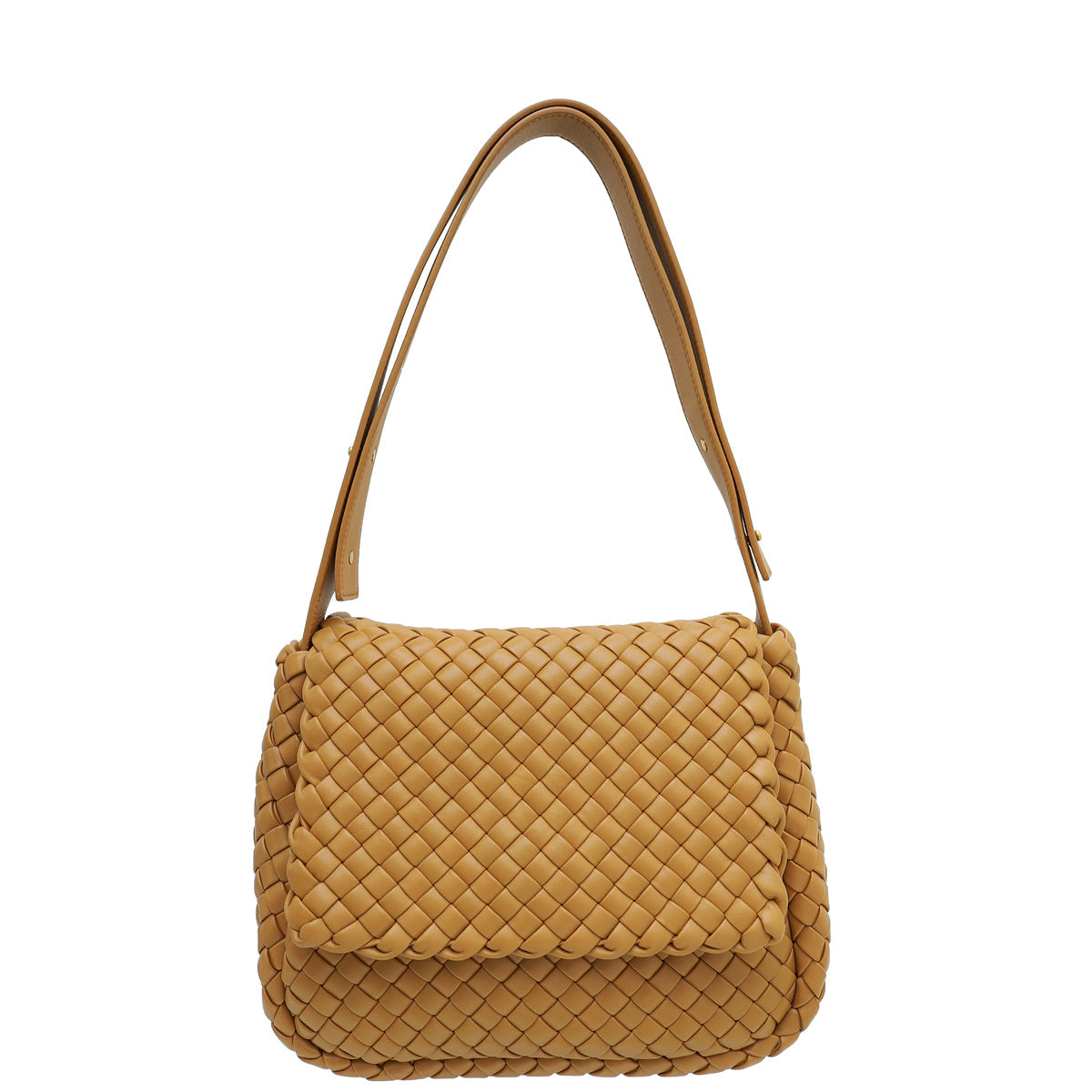 Bottega Veneta Caramel Intrecciato Cobble Padded Small Bag