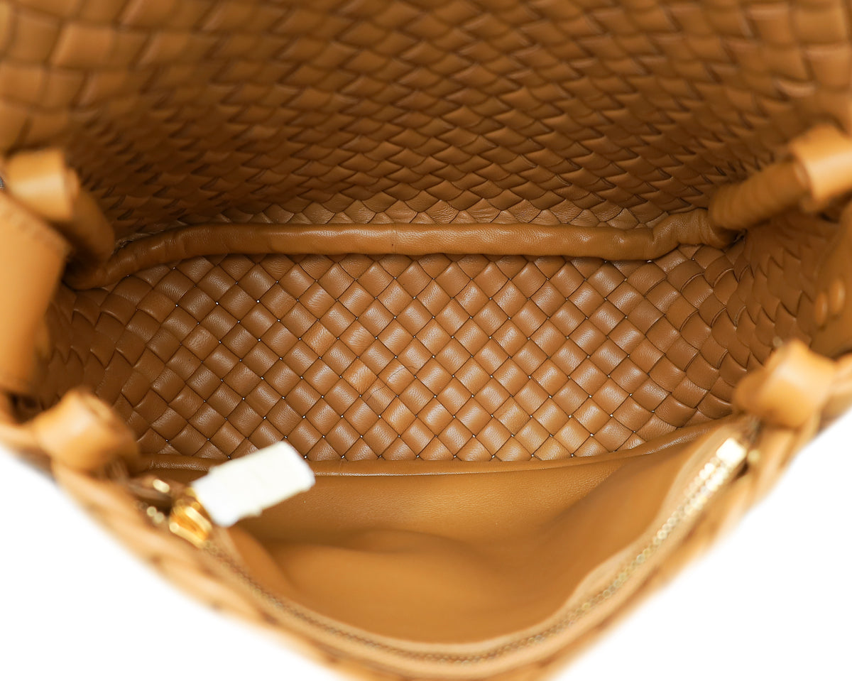 Bottega Veneta Caramel Intrecciato Cobble Padded Small Bag