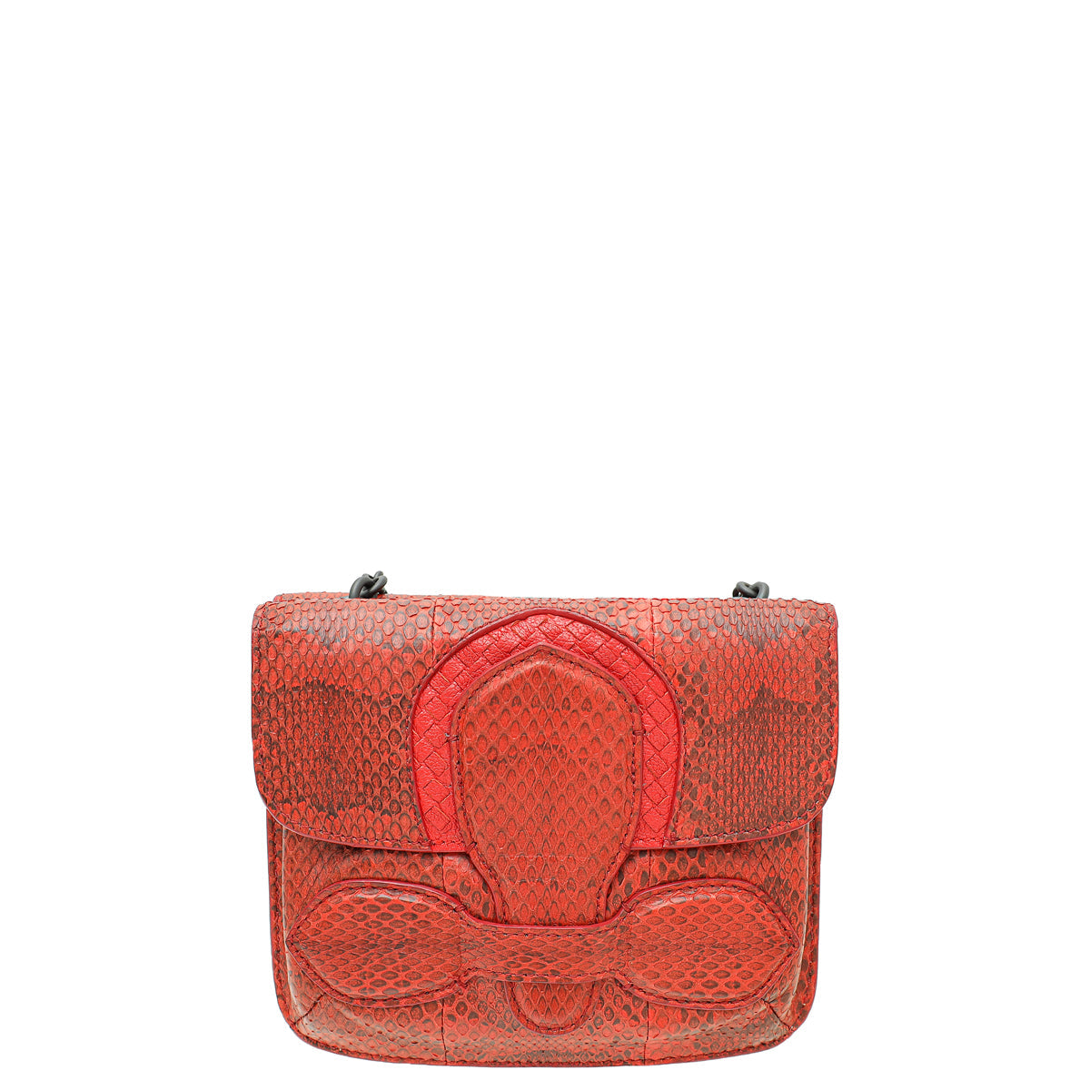 Bottega Veneta Red Water Snake Rialto Shoulder Bag