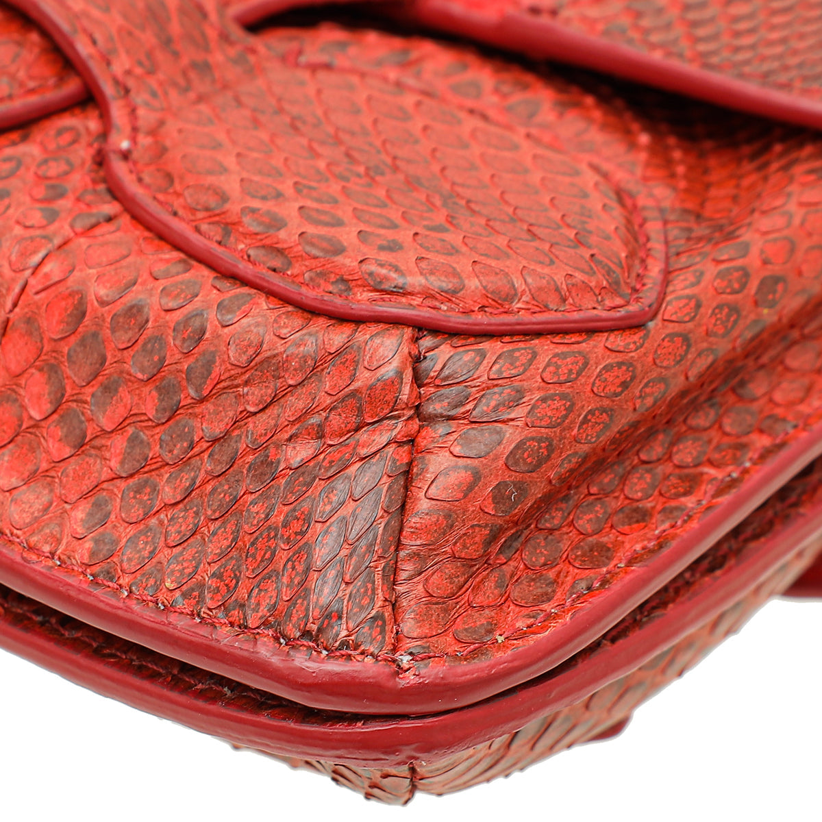 Bottega Veneta Red Water Snake Rialto Shoulder Bag