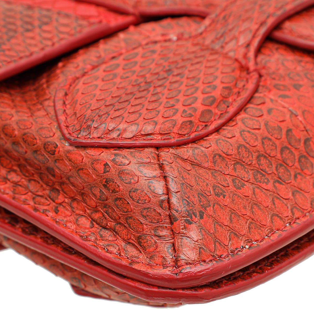 Bottega Veneta Red Water Snake Rialto Shoulder Bag