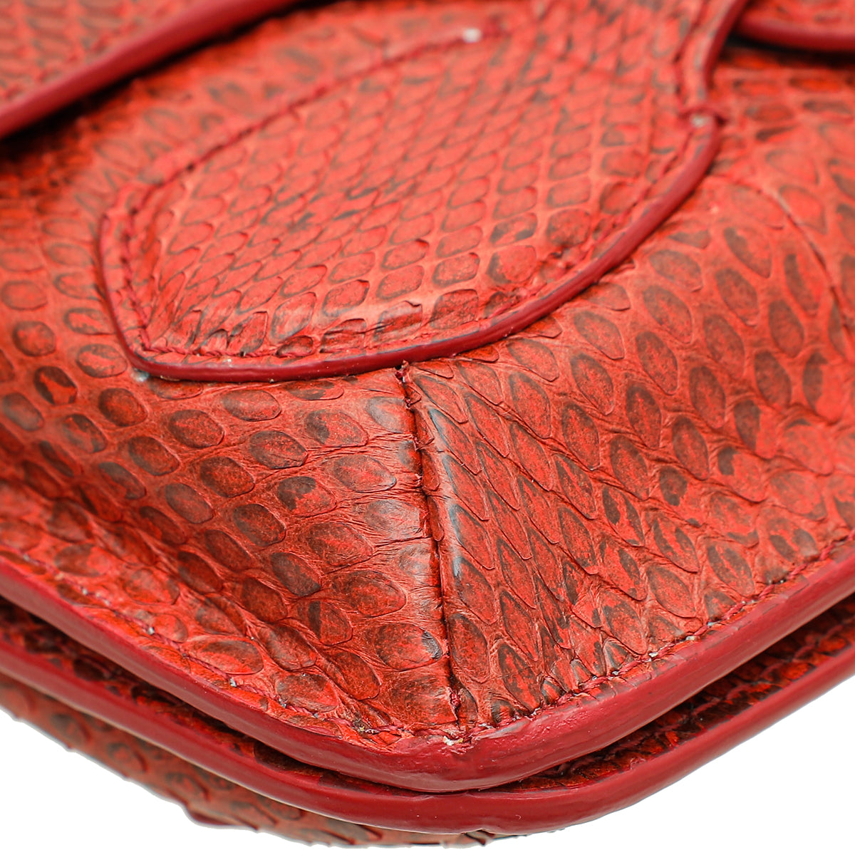 Bottega Veneta Red Water Snake Rialto Shoulder Bag