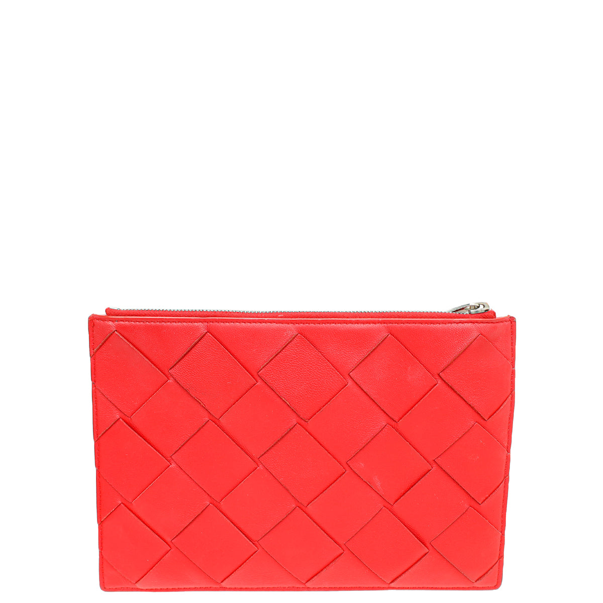 Bottega Veneta Red Maxi Intrecciato Cassette Wristlet Pouch