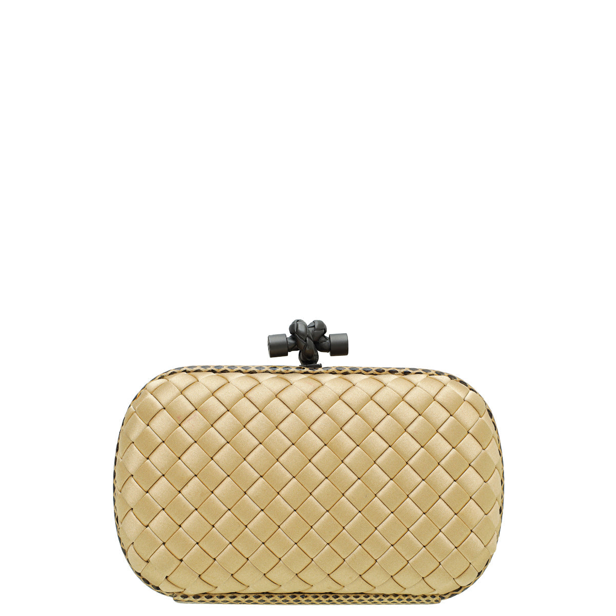 Bottega Veneta Champagne Satin Ayers Stretch Knot Clutch