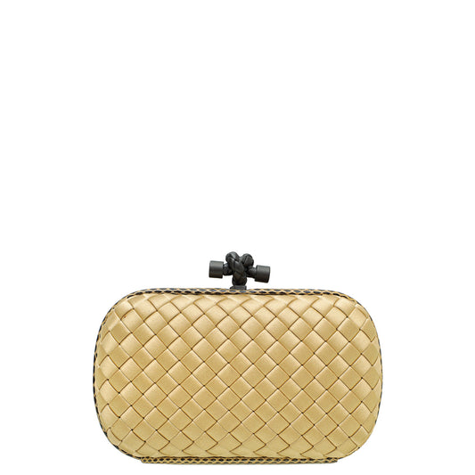 Bottega Veneta Champagne Satin Ayers Stretch Knot Clutch