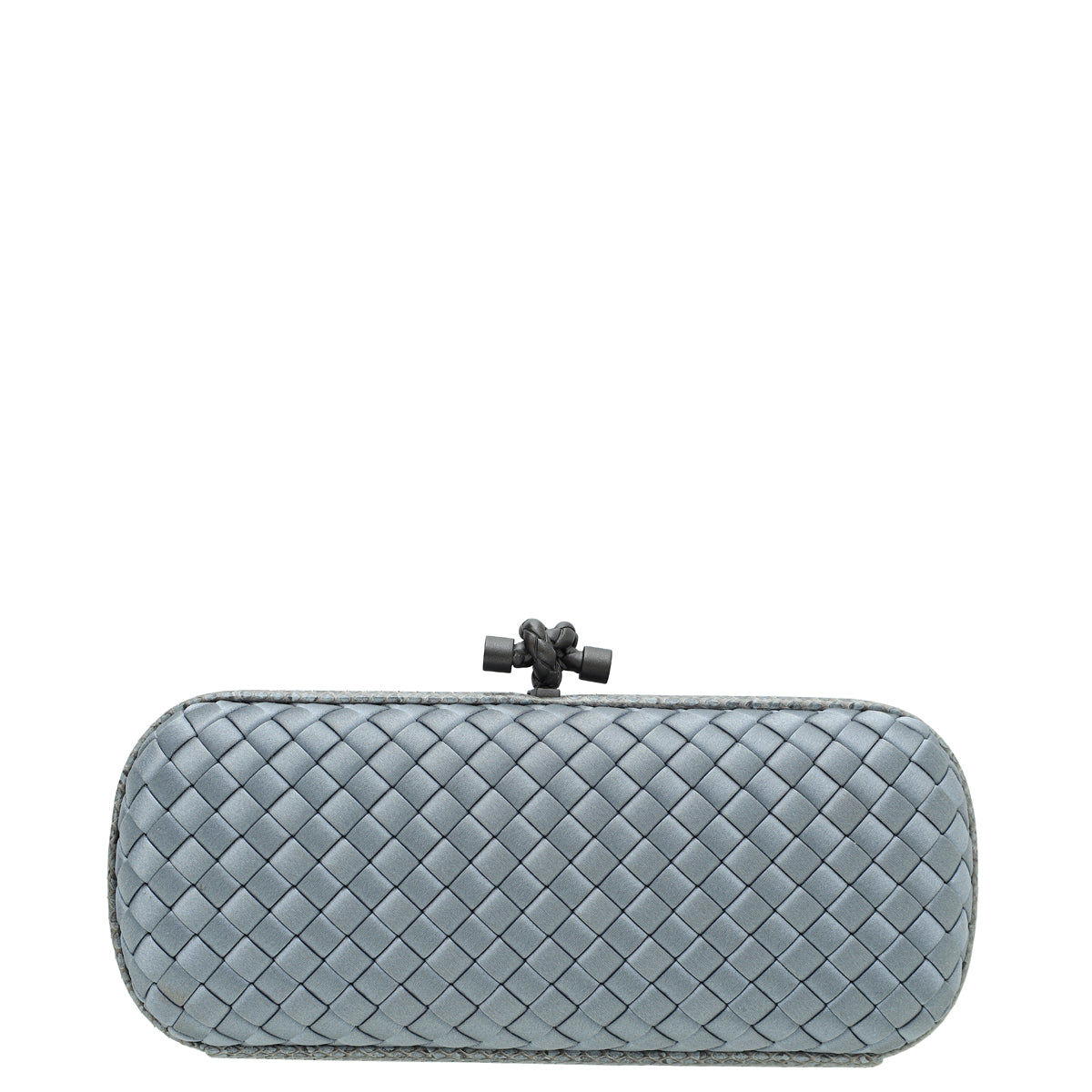 Bottega Veneta Grayish Blue Satin Ayers Stretch Knot Clutch