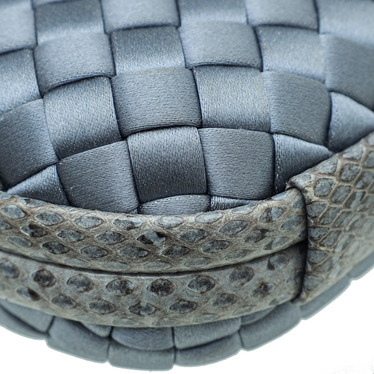 Bottega Veneta Grayish Blue Satin Ayers Stretch Knot Clutch