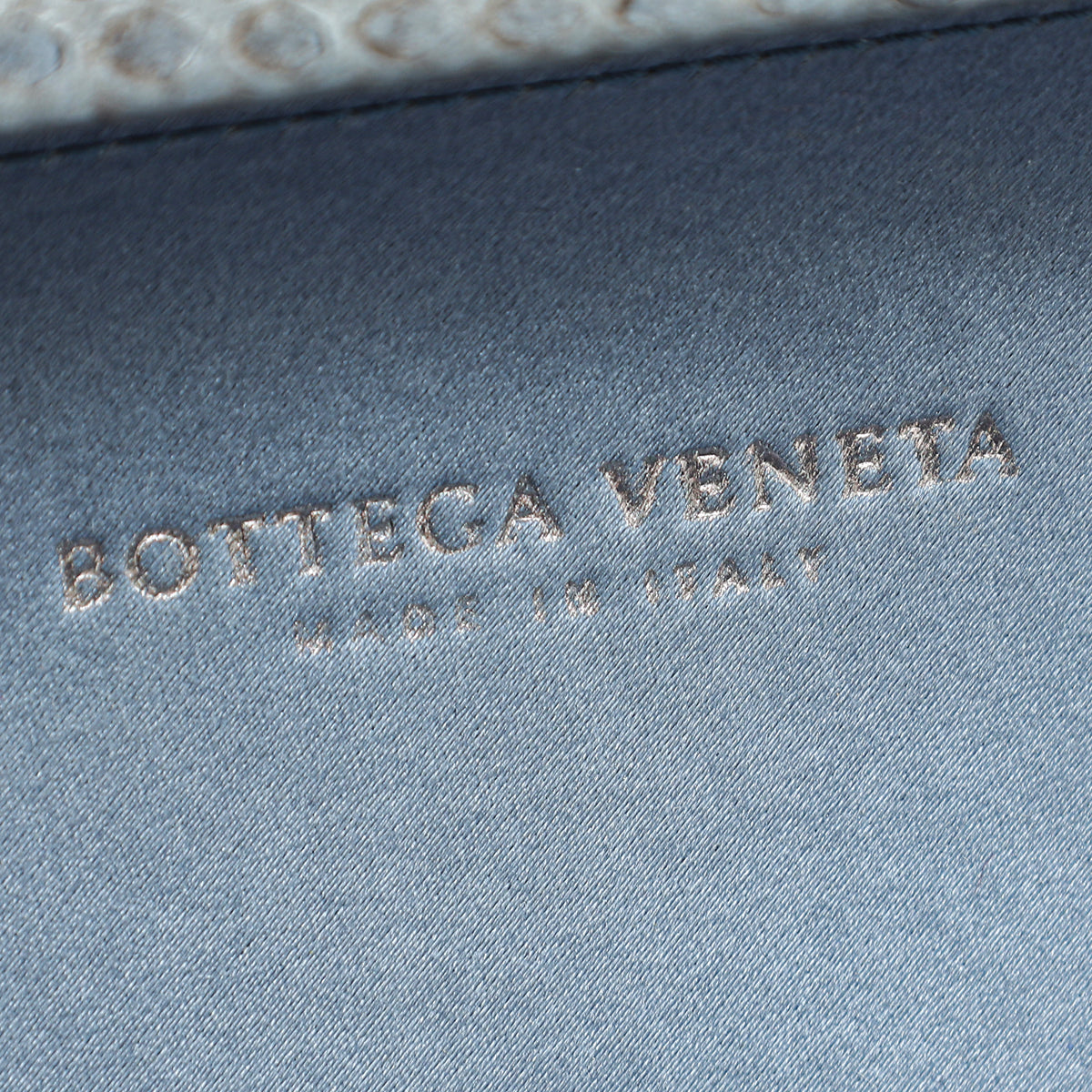 Bottega Veneta Grayish Blue Satin Ayers Stretch Knot Clutch