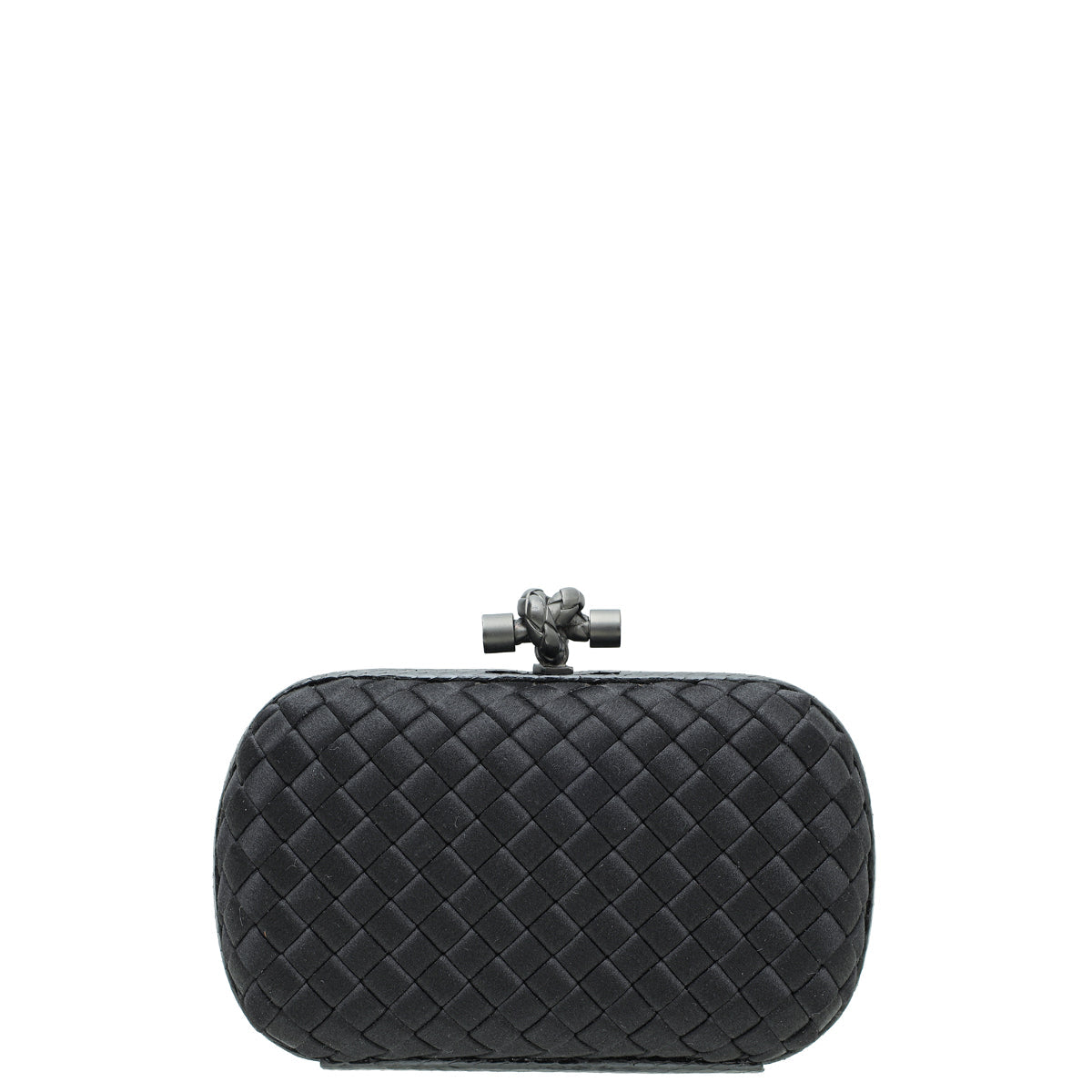 Bottega Veneta Black Satin Ayers Stretch Knot Clutch