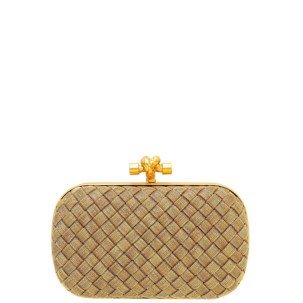 Bottega Veneta Goldtone Intrecciato Chain Metal Knot Clutch