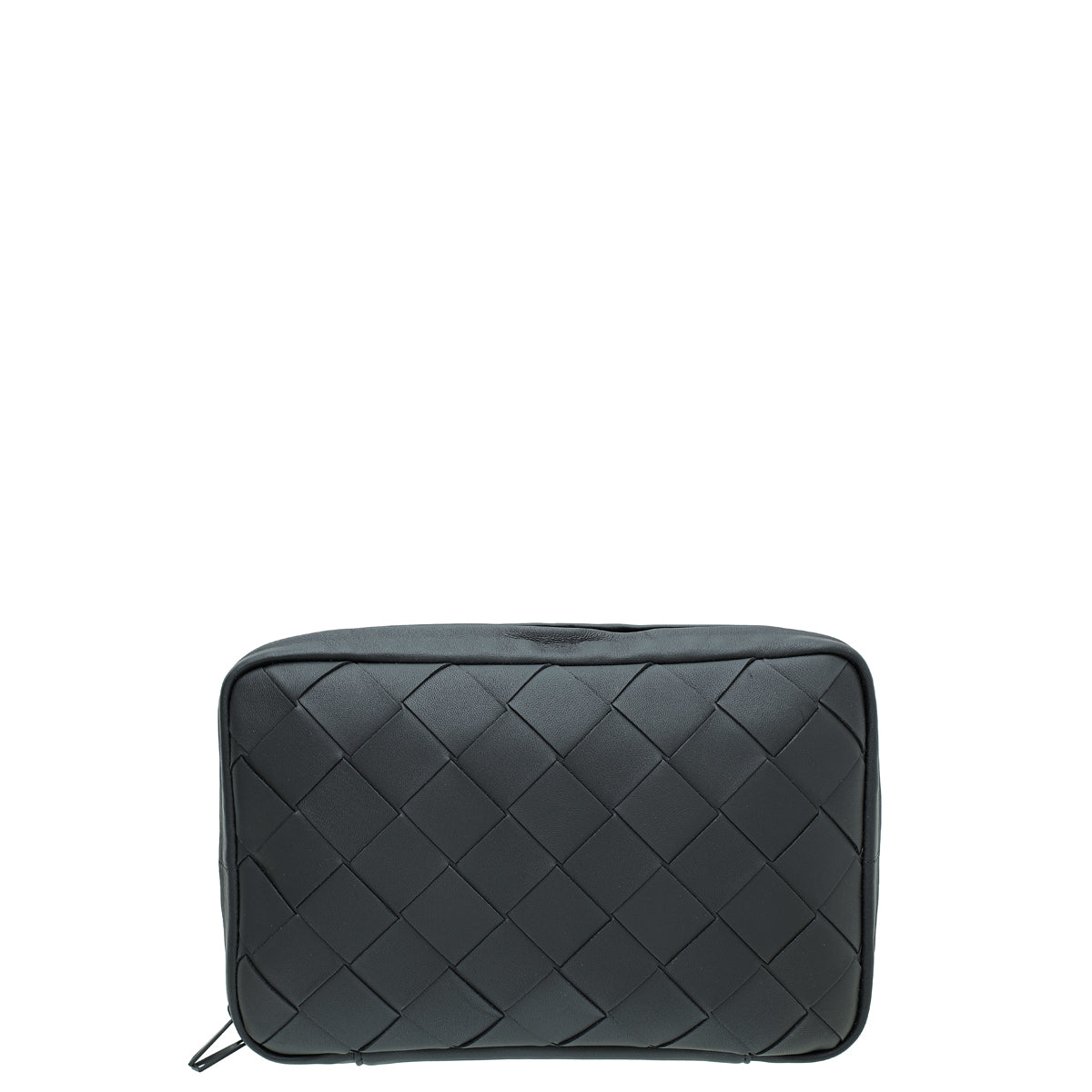 Bottega Venetta Black Intrecciato Zip Around Clutch