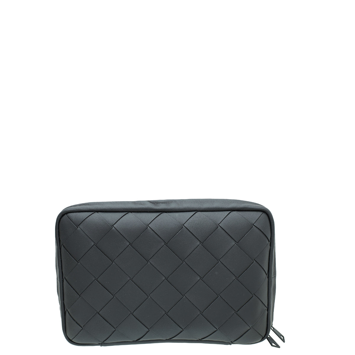 Bottega Venetta Black Intrecciato Zip Around Clutch