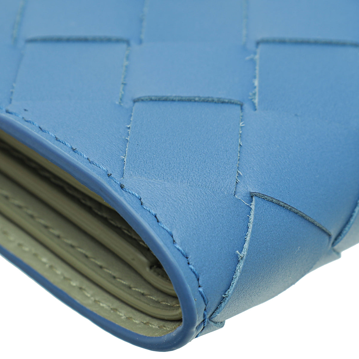 Bottega Veneta Blue Intrecciato Bi-Fold Wallet