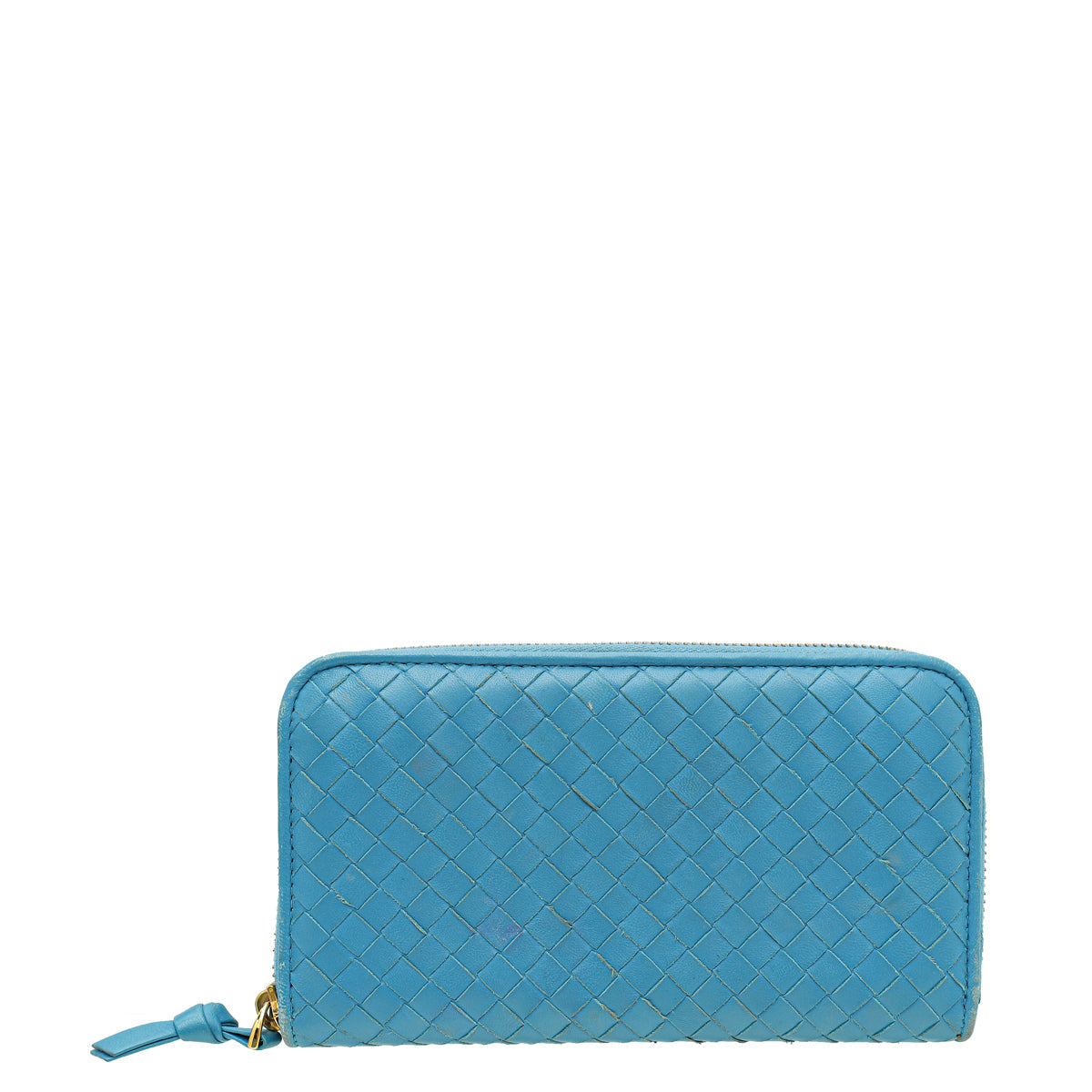 Bottega Veneta Blue Intrecciato Zip Around Wallet