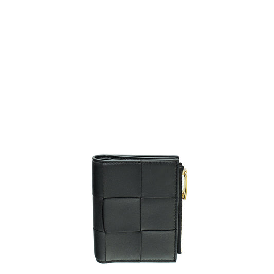 Bottega Veneta Black Cassette Bi-Fold Zip Wallet