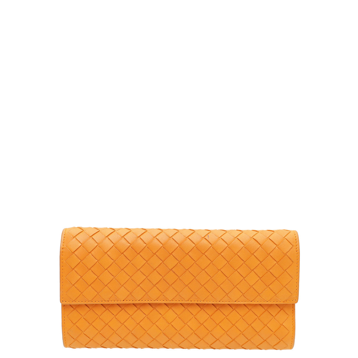 Bottega Veneta Brownish Orange Intrecciato Flap Long Wallet