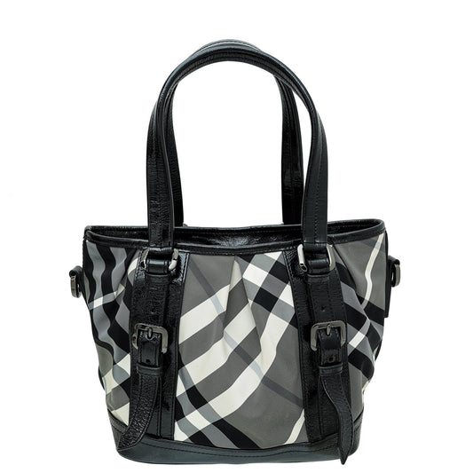 Burberry Bicolor Beat Check Lowry Tote Bag