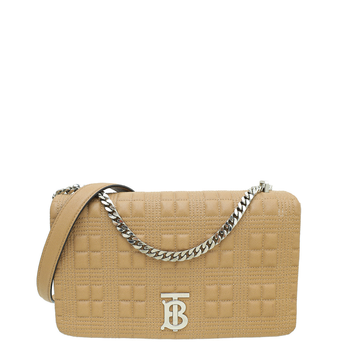 Burberry Camel Quilted Lola Chain Medium Bag