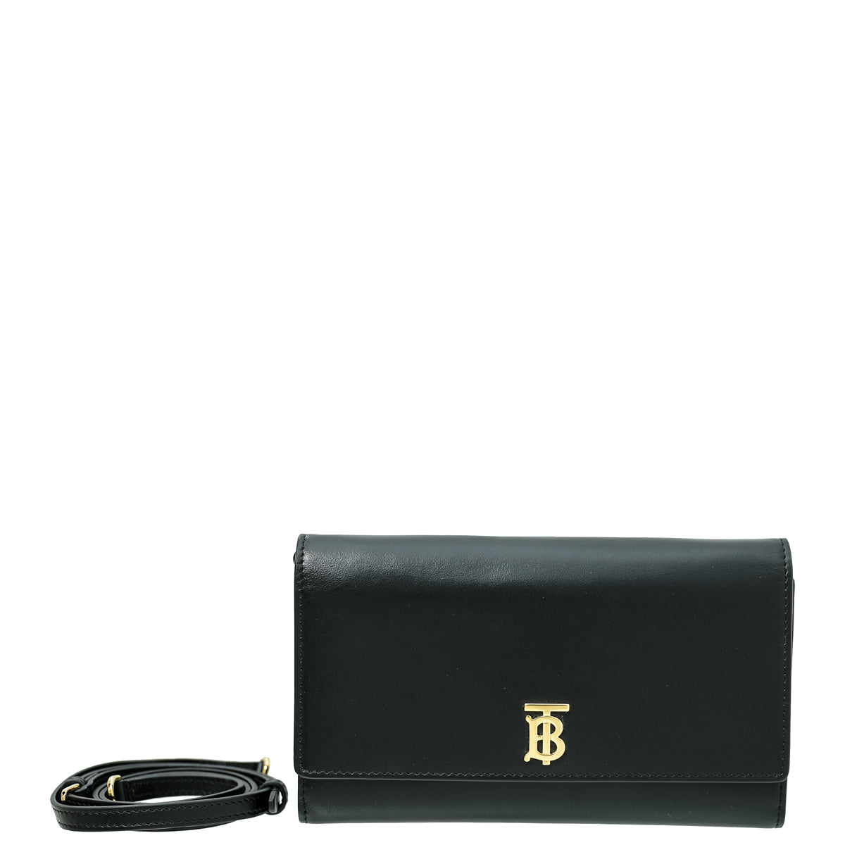 Burberry Black TB Hazelmere Wallet on Strap