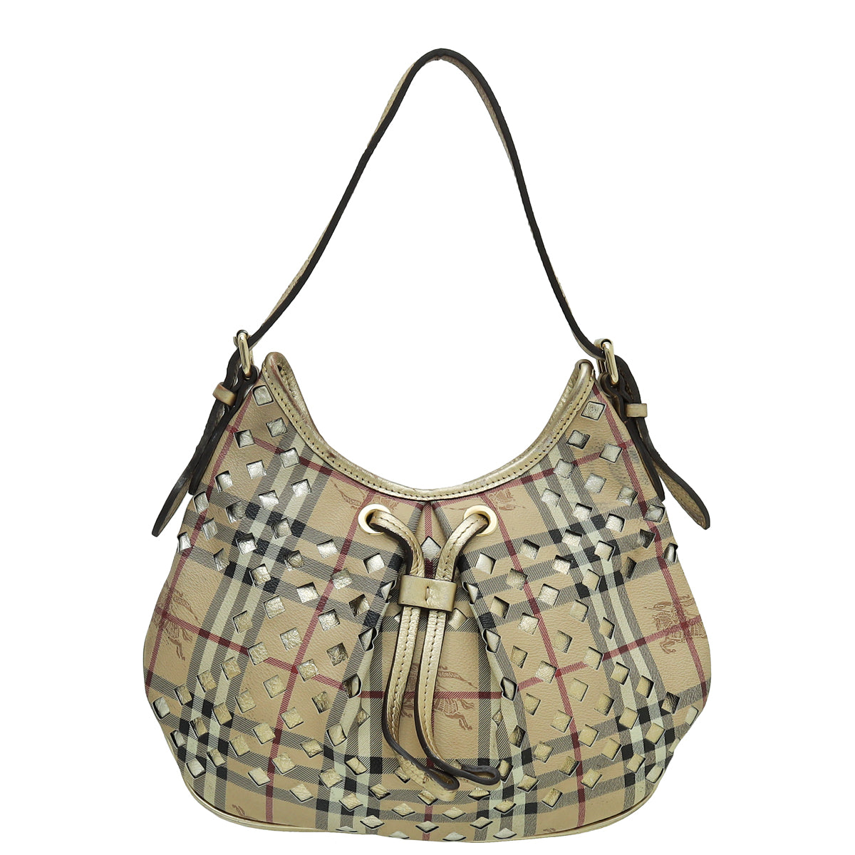 Burberry Bicolor Haymarket Lasercut Hobo Bag