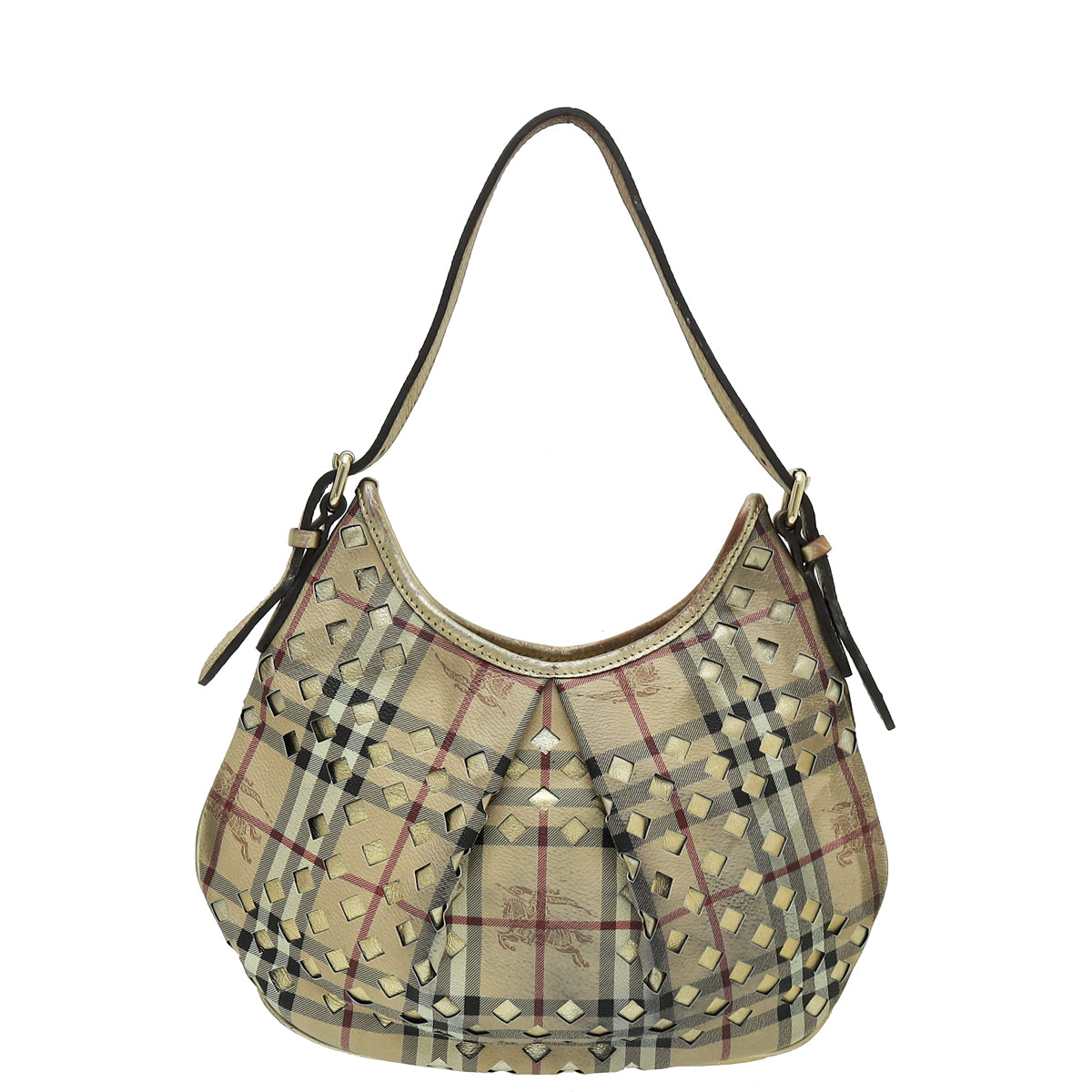 Burberry Bicolor Haymarket Lasercut Hobo Bag