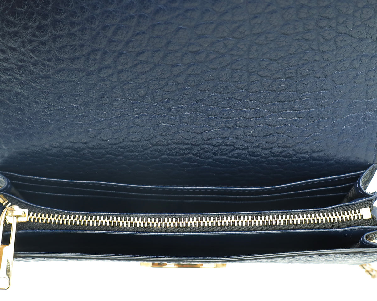 Burberry Navy Blue Madison Wallet On Chain