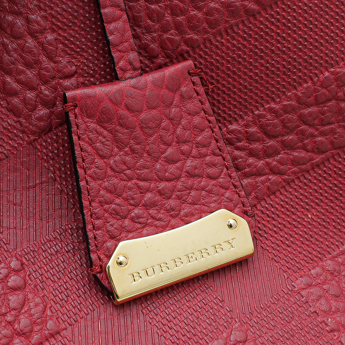 Burberry Red Embossed Check Small Canterbury Tote Bag