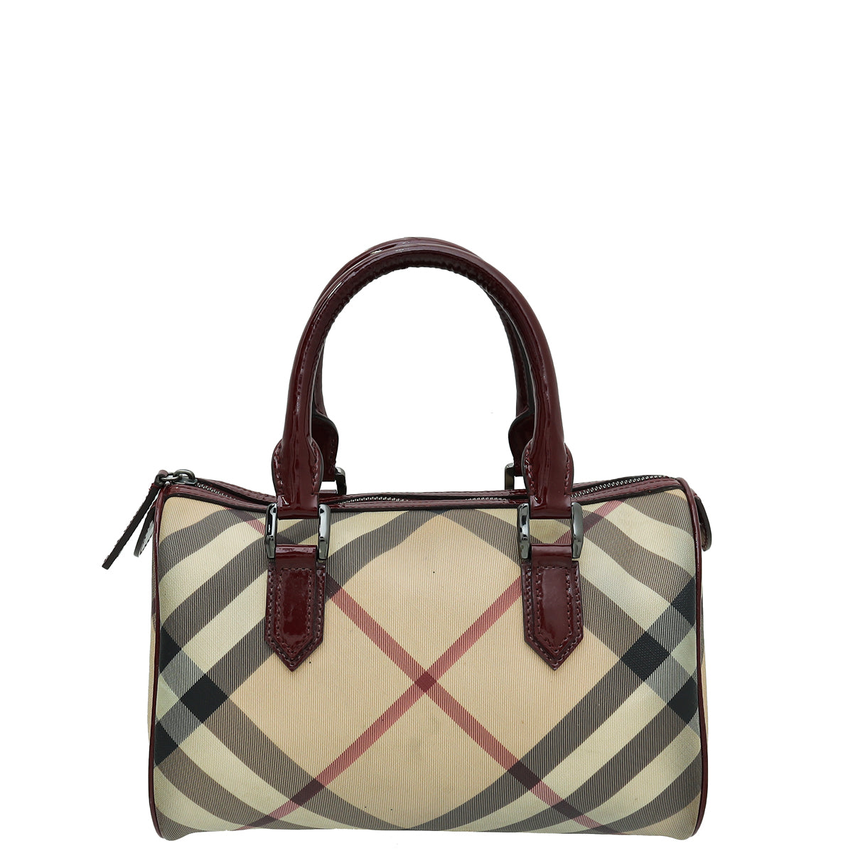 Burberry Burgundy Nova Check Boston Bag