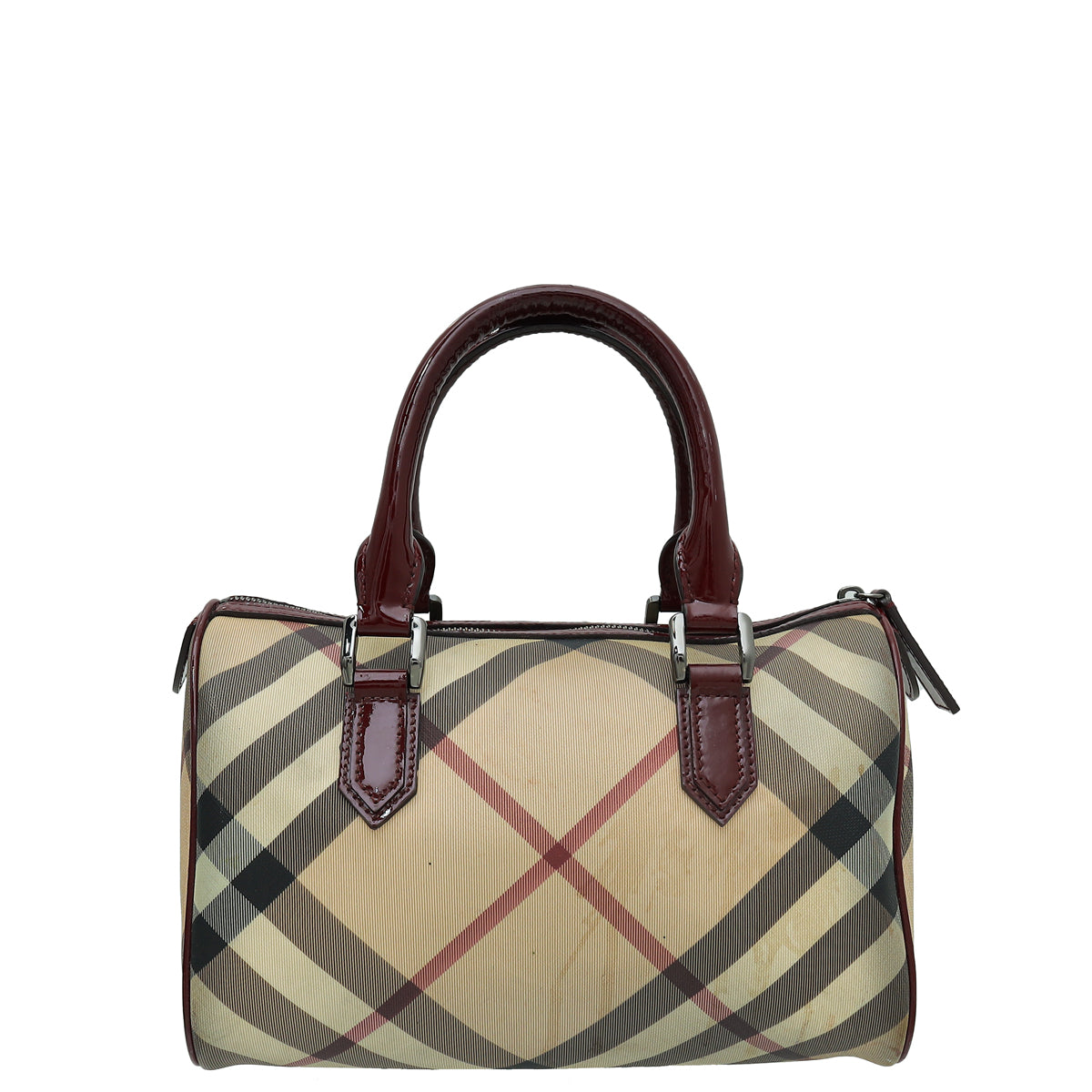 Burberry Burgundy Nova Check Boston Bag