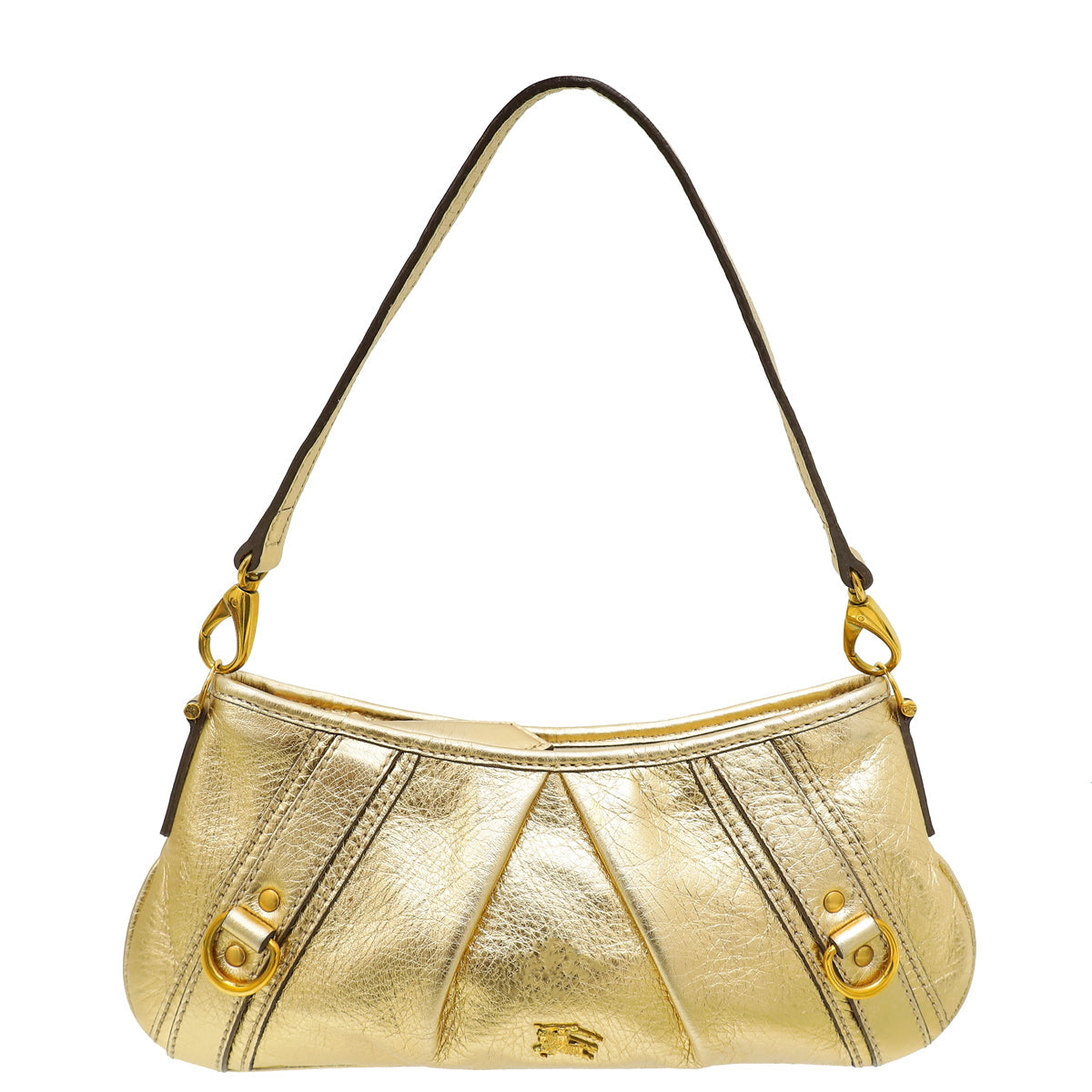 Burberry Metallic Gold Pleated Shoulder Bag