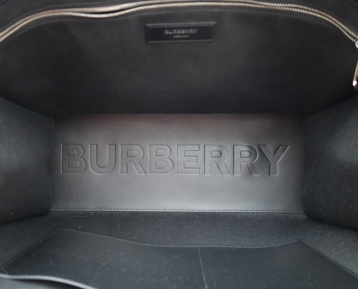 Burberry Black Embossed Check Denny Tote Bag